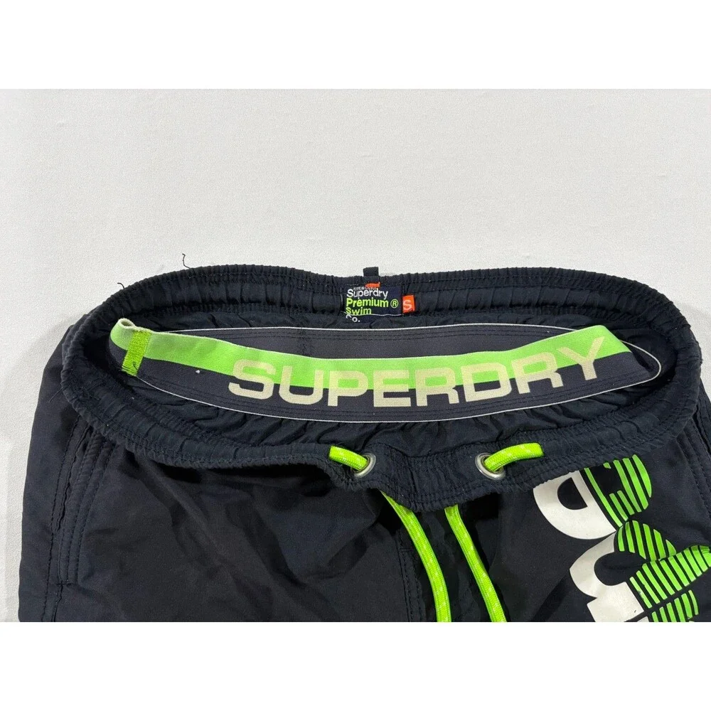 Superdry Premium Lined Swim Shorts Mens Volley Trunks Athletic Black Mesh Sz S